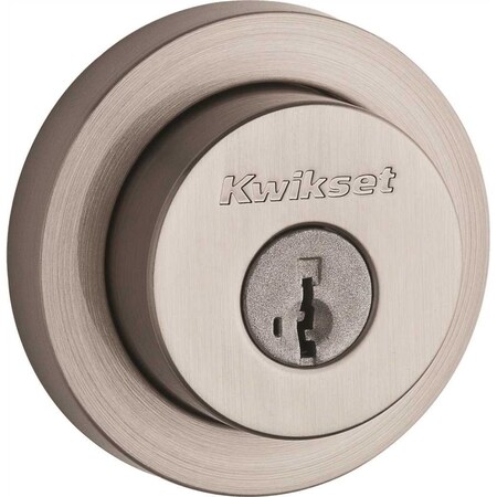 Kwikset Milan Round Single Cylinder Deadbolt SmartKey W/ RCAL Latch and RCS Strike Satin Nickel Finish 158RDT-15S